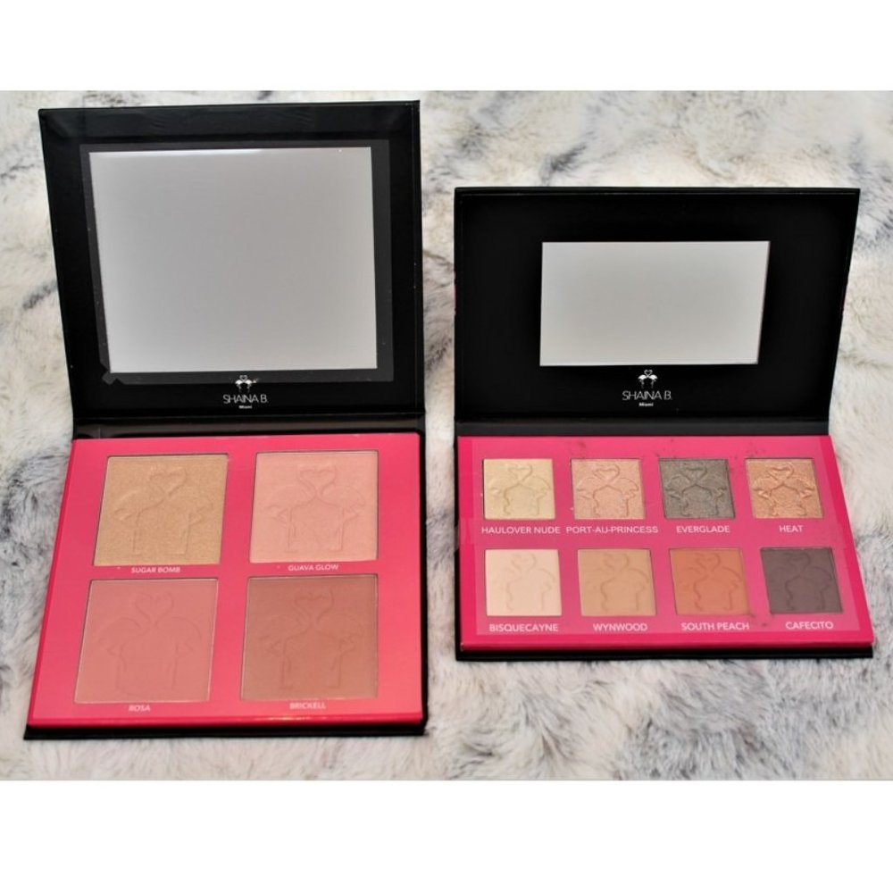 Two MIAMI Makeup Palettes by SHAINA B. - Eyeshadow, Blush & Highlight (NWOT)